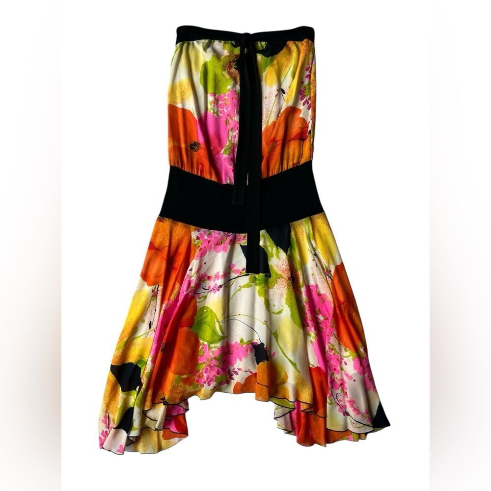 VINTAGE TRINA TURK SILK BLEND SLEEVELESS BRIGHT COLORED SLOUCHY DRESS 4 ARTSY